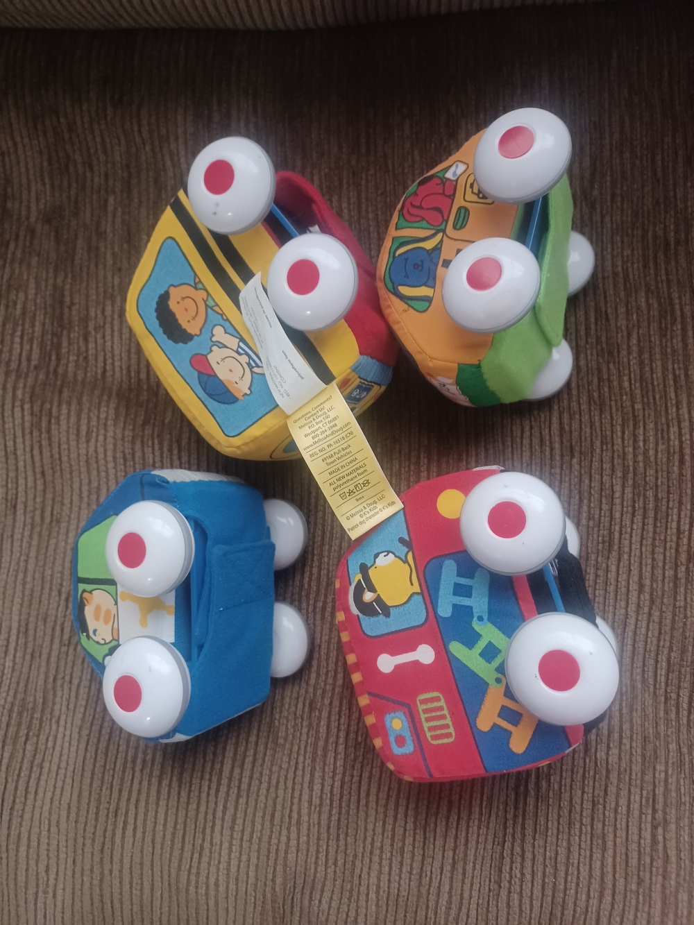 Melissa & Doug Bright Plush Toy Cars in Red, Blue, Yellow & Green